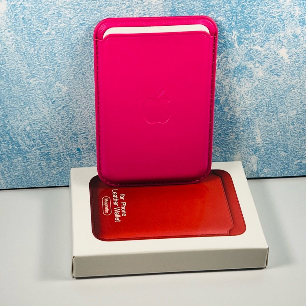 MagSafe Leather Wallet for Apple iPhone - (Rose Pink / Double Wide)